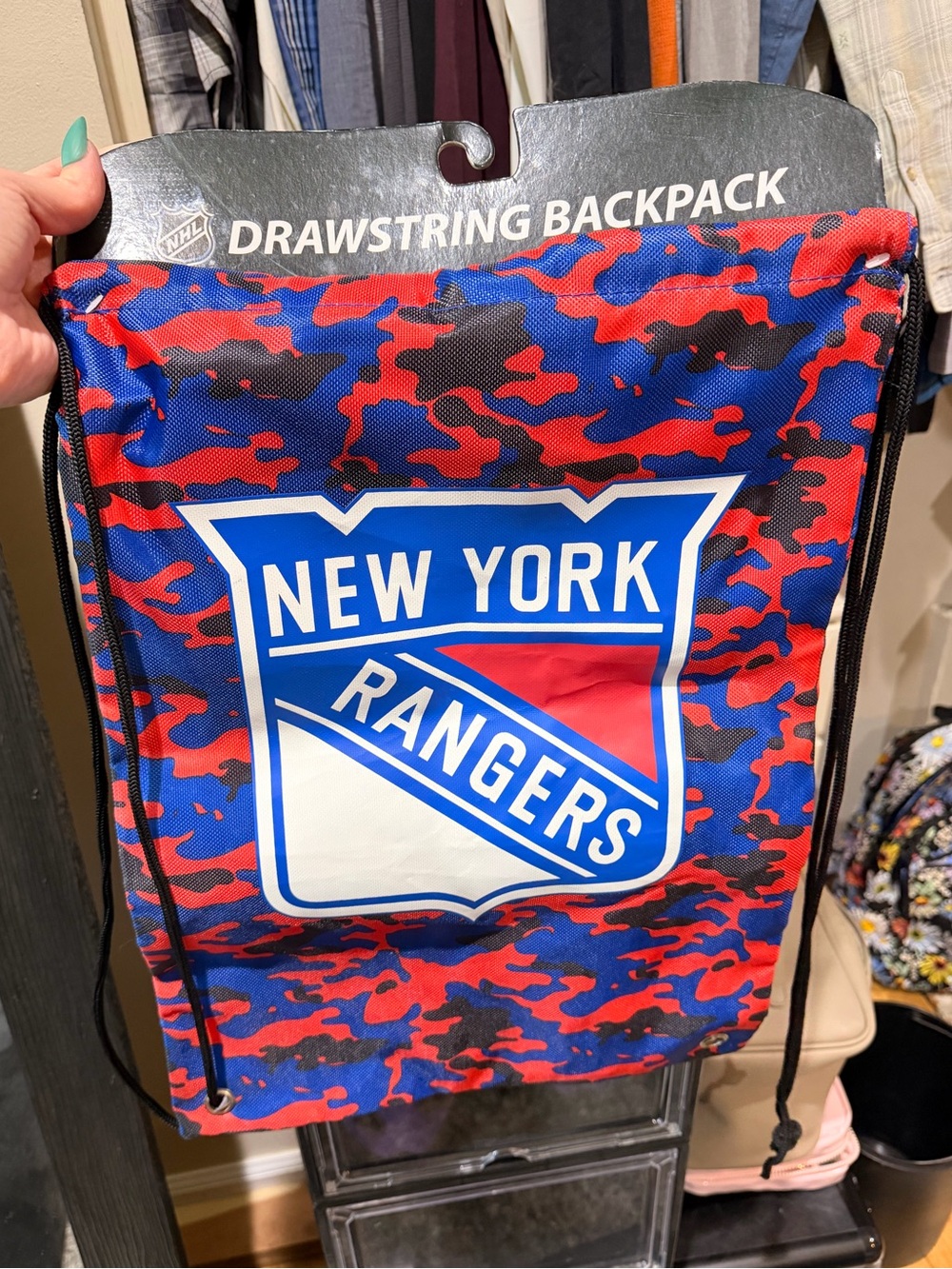 New York Rangers Drawstring Backpack - Red & Blue Camo